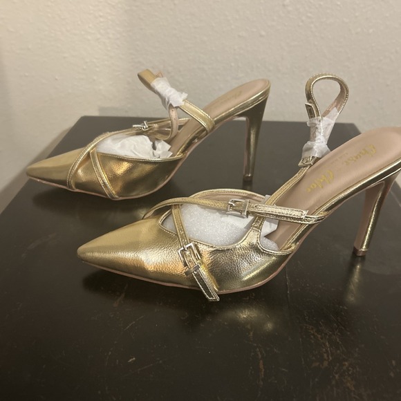 Chase and Chloe Camila-9 Metallic Gold Heels  Pumps‎ Size 8- New in Box - Picture 7 of 14